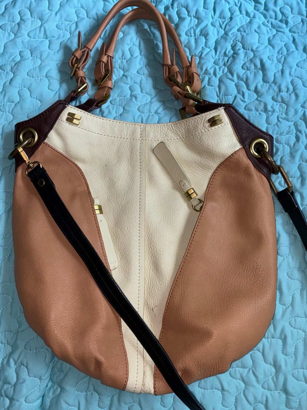 orYANY Cream, Tan & Brown Colorblock Hobo Shoulder Bag